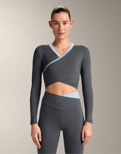 OYSHO Long-sleeved comfortlux contrast tank top in grey - view 1