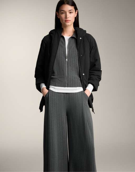 OYSHO Long-sleeved rib t-shirt with cotton and modal in off-white, 4 of 4