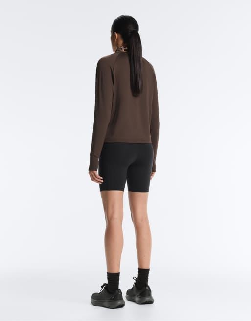 OYSHO Long-sleeved technical t-shirt in dark brown, 4 of 4