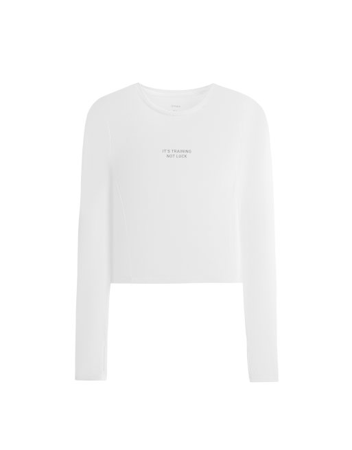 OYSHO Long-sleeved technical t-shirt with text in off-white, 6 of 6