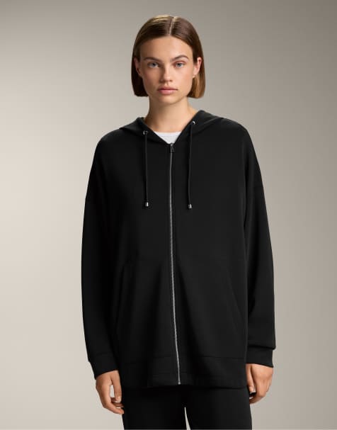 OYSHO long soft touch jacket with modal in black