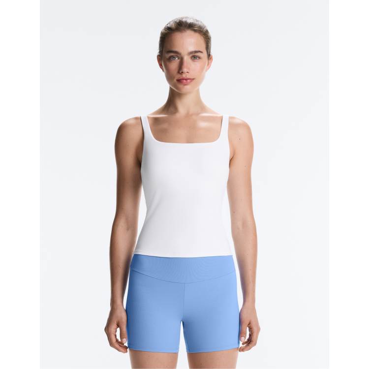 OYSHO Long square neck comfortlux tank top in off-white | ASOS