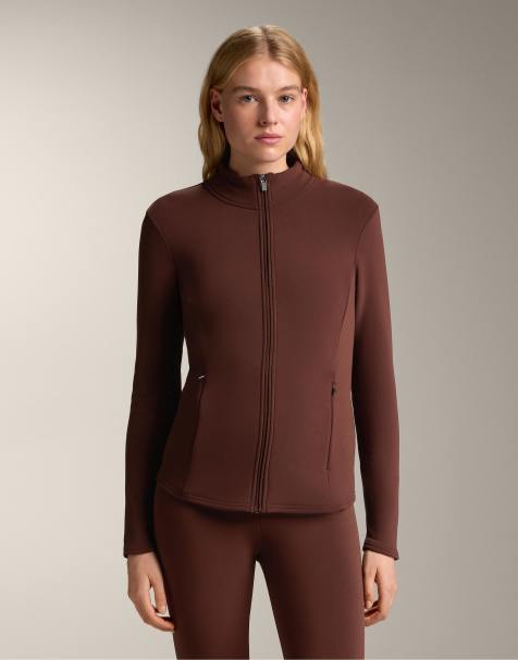 OYSHO Long super extra warm technical jacket in burgundy