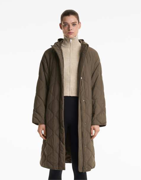OYSHO Long water-repellent fellex® aerogel padded jacket in brown - view 1
