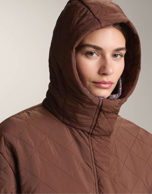 OYSHO Long waterrepellent fellex® aerogel padded jacket in brown, 2 of 4