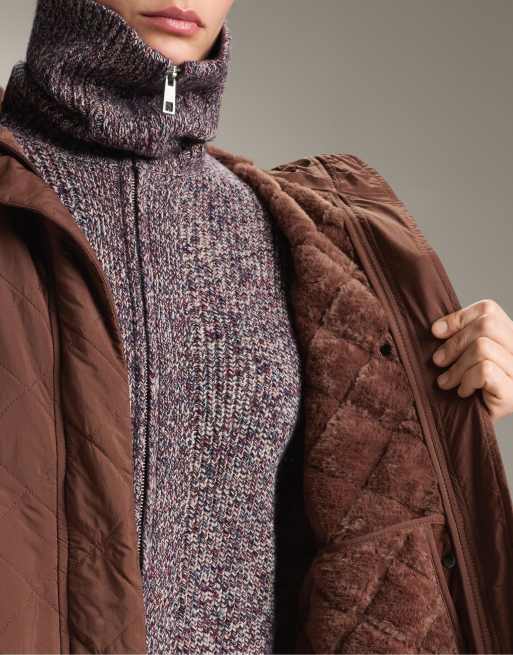 OYSHO Long waterrepellent fellex® aerogel padded jacket in brown, 4 of 4