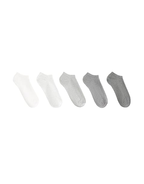 Oysho - Lot 5 paires de chaussettes pour baskets en coton - Gris - view 1