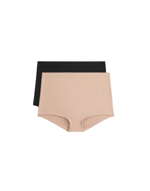 OYSHO lot de 2 shorties sans coutures toucher doux noir et beige, 2 de 4