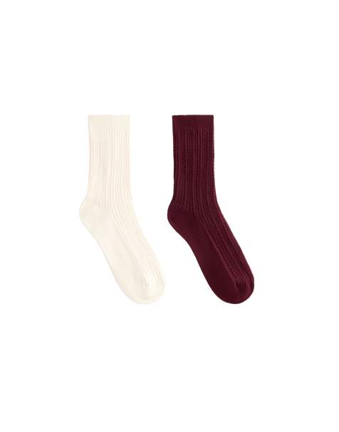 OYSHO - Lot de 2 paires de chaussettes classiques en jacquard - Bordeaux - view 1