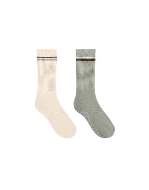 OYSHO - Lot de 2 paires de chaussettes de yoga et pilates classiques en coton mélangé - Vert - view 1