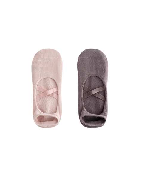 OYSHO - Lot de 2 paires de chaussettes de yoga et pilates en coton mélangé avec brides croisées - Rose - view 1