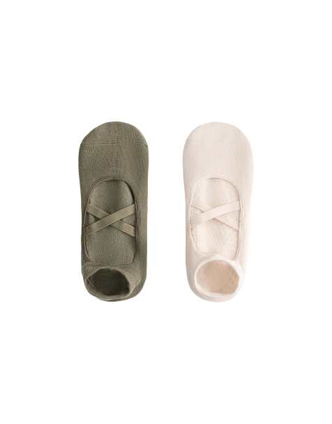 OYSHO - Lot de 2 paires de chaussettes de yoga et pilates en coton mélangé avec brides croisées - Vert - view 1