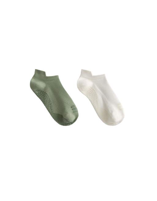 OYSHO - Lot de 2 paires de chaussettes de yoga et pilates en polyamide mélangé - Kaki délavé