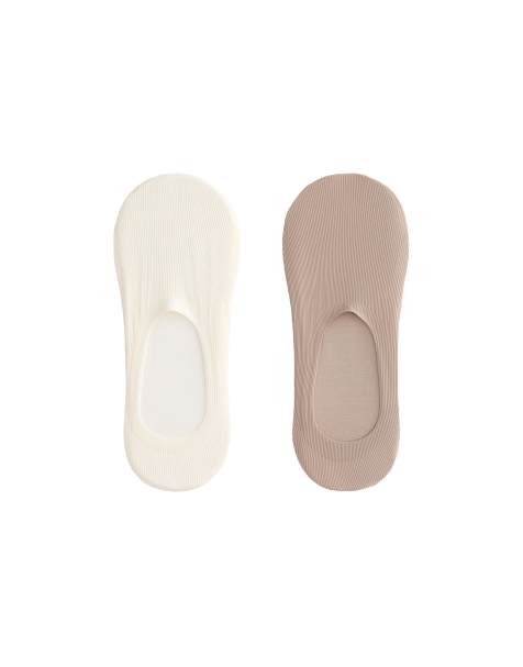 Oysho - Lot de 2 paires de chaussettes invisibles côtelées en microfibre - Rose-beige - view 1