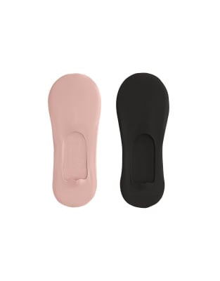 Oysho - Lot de 2 paires de chaussettes invisibles côtelées en microfibre - Vieux rose