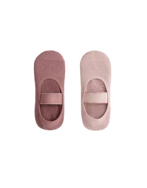 Oysho - Lot de 2 paires de chaussettes invisibles pour yoga et pilates matelassées en coton mélangé avec large bride - Rose - view 1