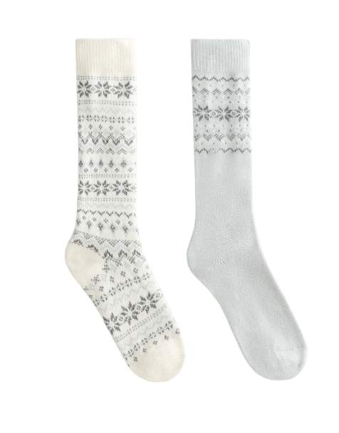 OYSHO - Lot de 2 paires de chaussettes montantes en jacquard - Écru - view 1