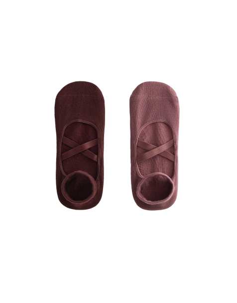 OYSHO - Lot de 2 paires de chaussettes pour yoga et Pilates en coton mélangé avec brides croisées - Rose mauve - view 1