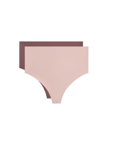 Oysho - Lot de 2 strings invisibles à taille haute et maintien modéré en polyamide mélangé - Aubergine foncé - view 1