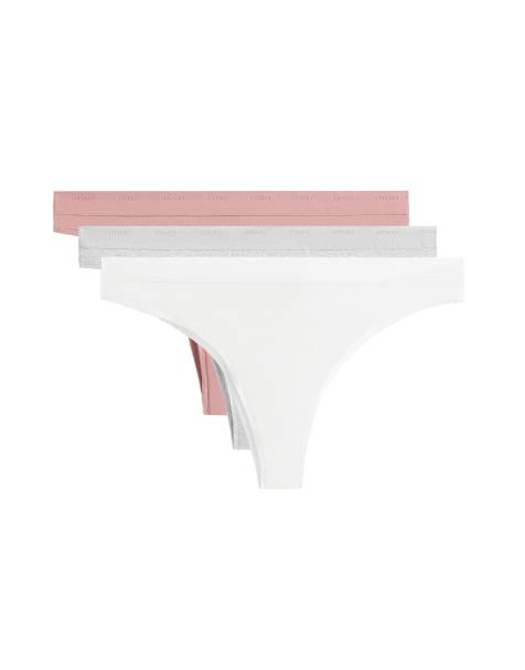 OYSHO - Lot de 3 culottes brésiliennes à logo en coton mélangé - Multicolore - view 1