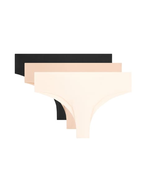 OYSHO - Lot de 3 culottes brésiliennes invisibles en coton mélangé - Neutre - view 1
