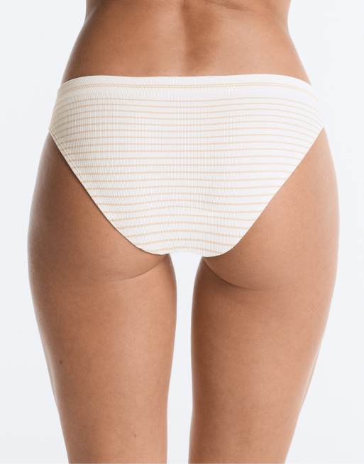 OYSHO - Lot de 3 culottes classiques sans coutures en polyamide mélangé côtelé - Blanc cassé, 4 de 4