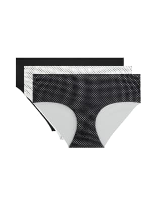 Lot de 3 culottes invisibles en polyamide mélangé à taille basse - Noir XS