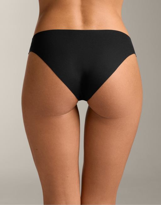 OYSHO - Lot de 3 culottes invisibles et classiques style bikini en polyamide avec coupe en V - Noir, 3 de 4