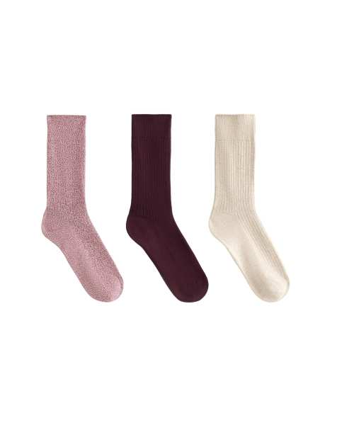 OYSHO - Lot de 3 paires de chaussettes classiques en coton mélangé - Bordeaux - view 1