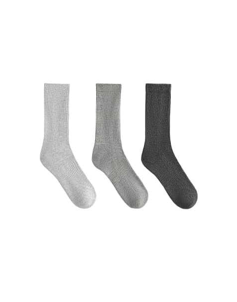 OYSHO - Lot de 3 paires de chaussettes de sport classiques en coton mélangé - Gris pâle chiné - view 1
