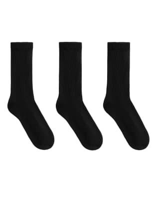 OYSHO - Lot de 3 paires de chaussettes de sport classiques en coton mélangé - Noir
