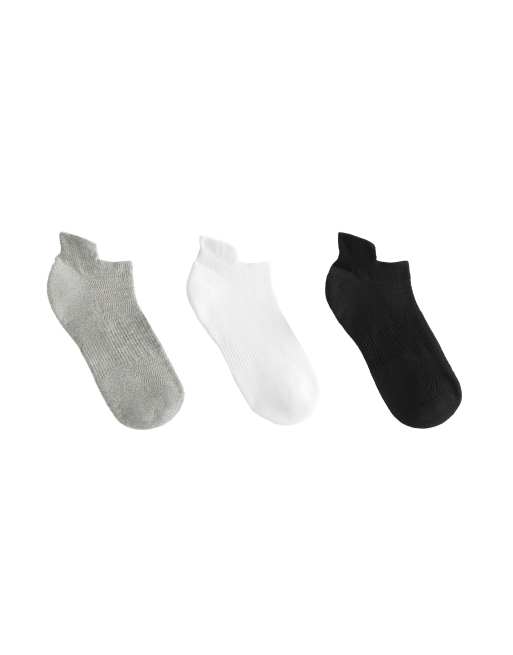 Oysho - Lot de 3 paires de chaussettes de sport en coton mélangé avec languette au talon - Gris moyen chiné