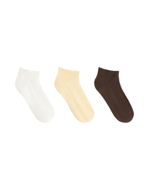 OYSHO - Lot de 3 paires de chaussettes de sport en piqué de coton mélangé - Rouge brique - view 1