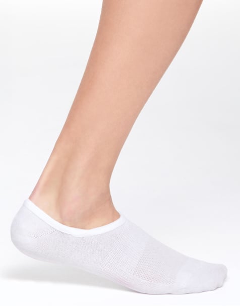 Oysho - Lot de 3 paires de chaussettes de sport invisibles en coton mélangé - Blanc - view 1