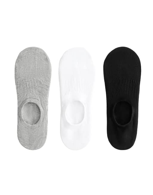 OYSHO - Lot de 3 paires de chaussettes de sport invisibles en coton mélangé - Gris moyen chiné