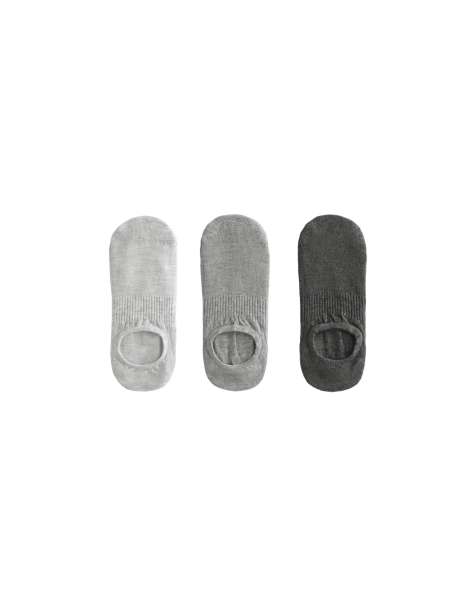 OYSHO - Lot de 3 paires de chaussettes de sport invisibles en coton mélangé - Gris pâle chiné - view 1