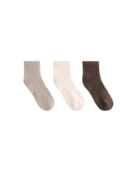 Oysho - Lot de 3 paires de chaussettes en coton - Fauve chiné - view 1