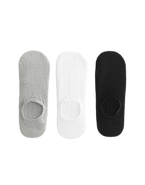 Oysho - Lot de 3 paires de chaussettes invisibles couvrantes en coton mélangé - Gris moyen chiné - view 1
