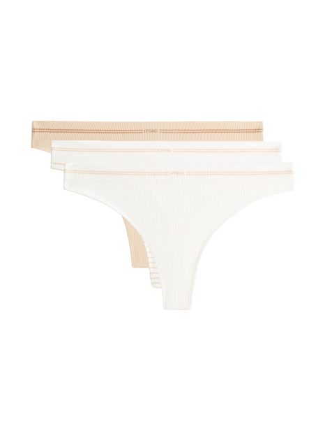 OYSHO - Lot de 3 strings sans coutures en polyamide mélangé côtelé - Blanc cassé - view 1