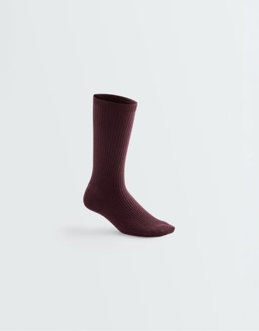 OYSHO lot de 5 paires de chaussettes classiques en coton bordeaux, 4 de 4