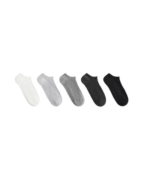 OYSHO lot de 5 paires de socquettes en mélange de coton gris foncé - view 1