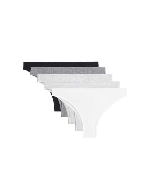 OYSHO lot de 5 slips brésiliens en coton mélangé gris chiné - view 1