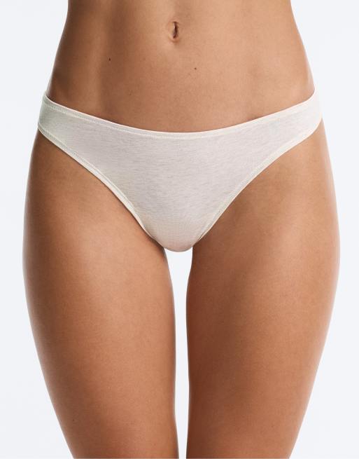 OYSHO lot de 5 slips brésiliens en coton mélangé marron et rose, 2 de 7