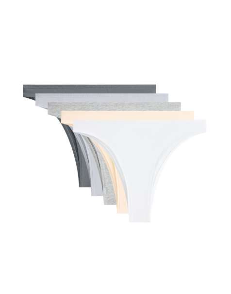 OYSHO lot de 5 slips brésiliens en coton mélangé vanille et gris - view 1