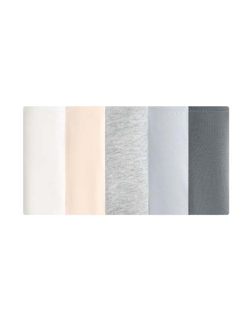 OYSHO lot de 5 slips brésiliens en coton mélangé vanille et gris, 6 de 7