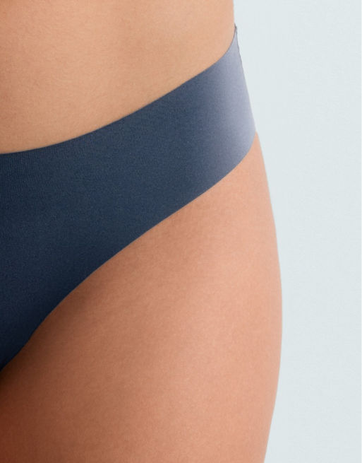 OYSHO lot de 5 slips brésiliens en mélange de polyamide, finition laser invisible, bleu pâle, 3 de 4