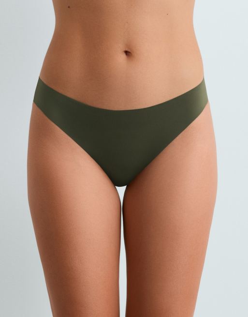 OYSHO Lot de 5 strings invisibles en mélange de polyamide à découpe laser kaki, 2 de 4