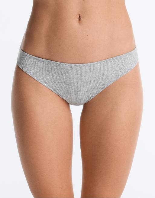 Oysho - Lot de 5 culottes brésiliennes en coton mélangé - Gris chiné, 2 de 4
