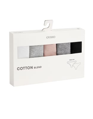 Oysho - Lot de 5 culottes brésiliennes en coton mélangé - Noir - view 1
