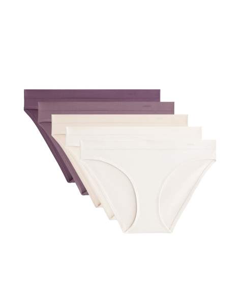 OYSHO - Lot de 5 culottes classiques douces et sans coutures - Violet - view 1